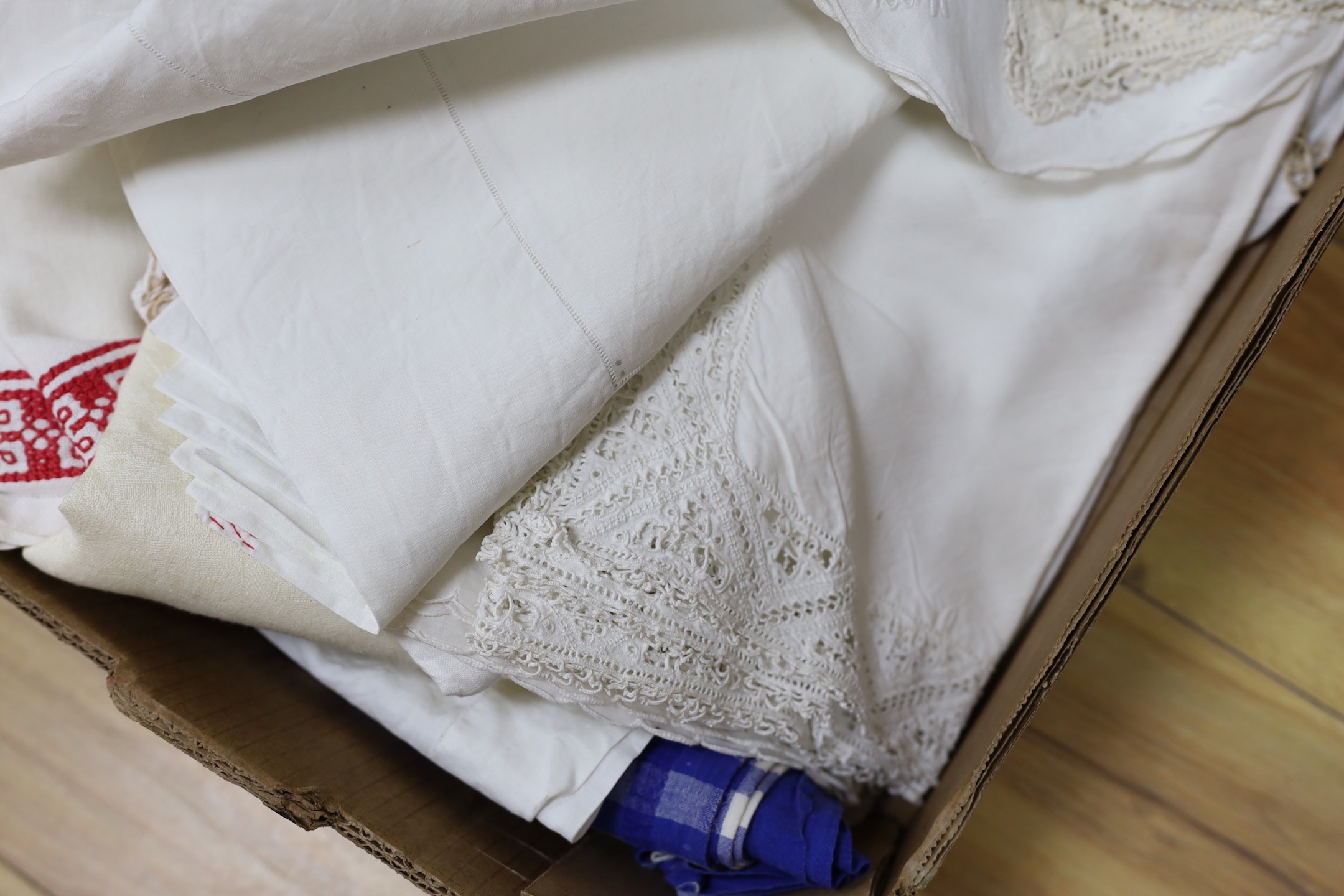 A small quantity of linen tablecloths